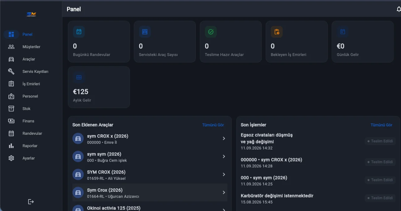 BM MOTORS Service Management System